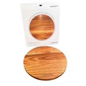 Caravan Acacia Wood Lazy Susan Round Tray Spinning Turn 10 inch NIB